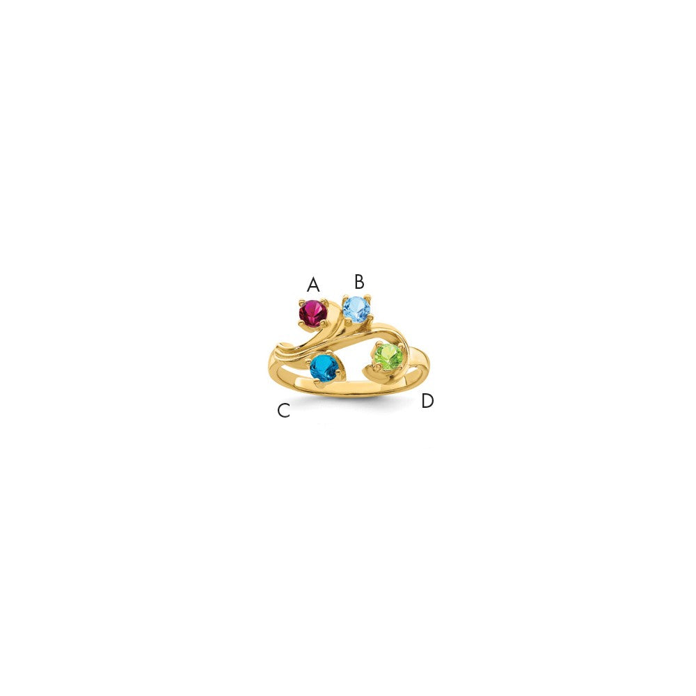 14k Polished 4-Stone Mothers Ring Mounting