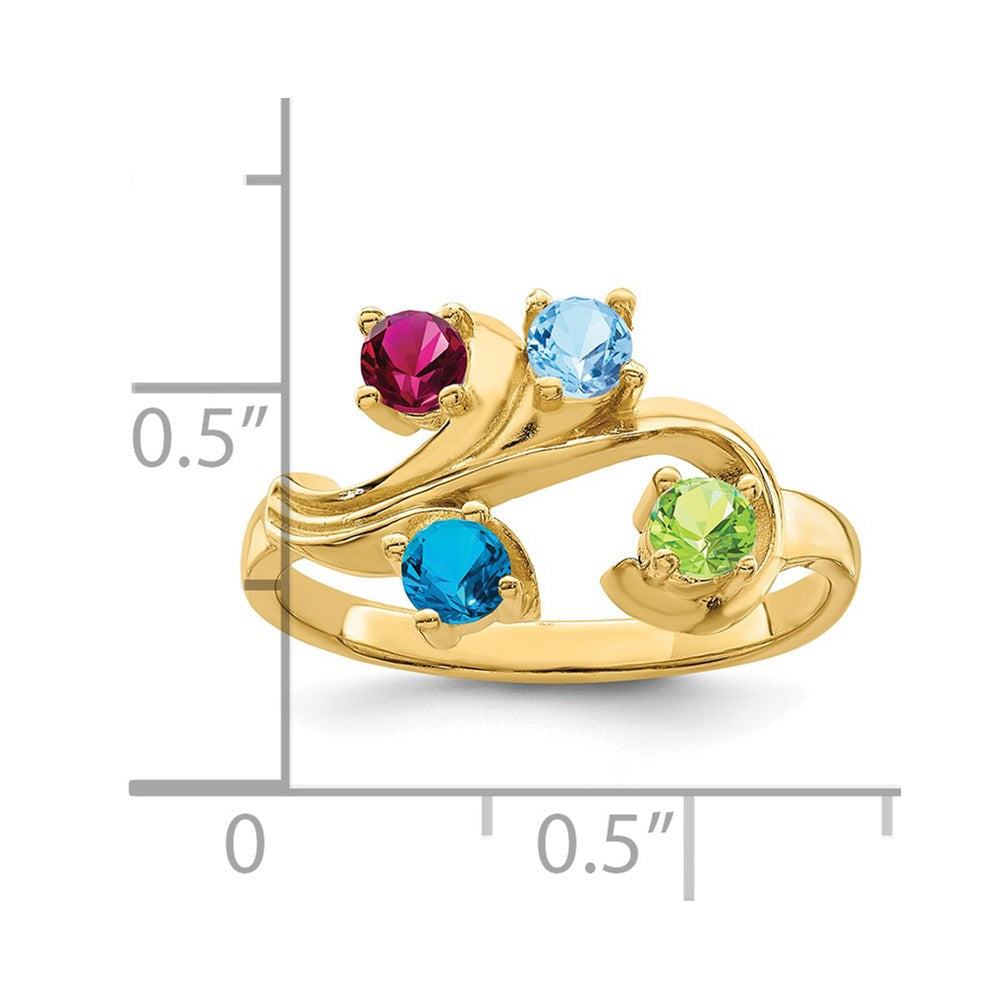 14k Polished 4-Stone Mothers Ring Mounting