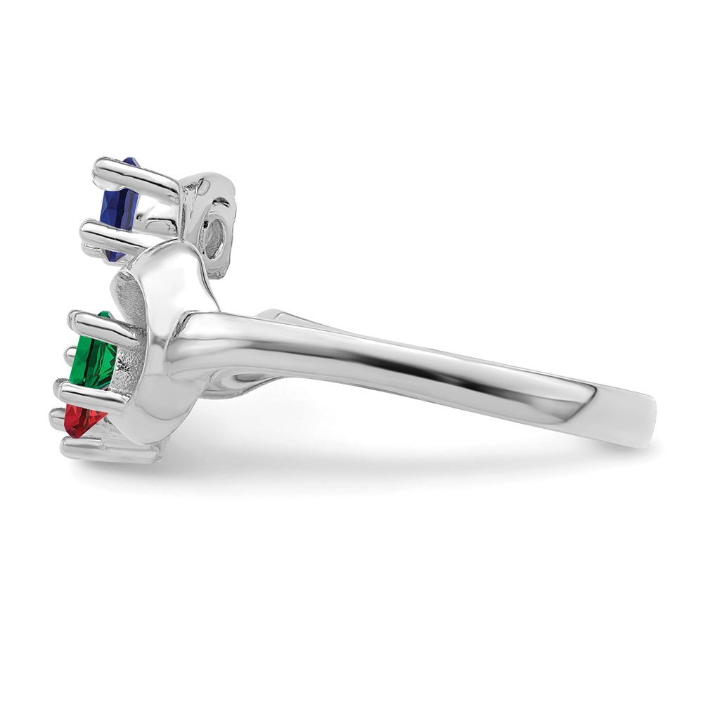 14k White Gold Synthetic Family Jewelry Ring