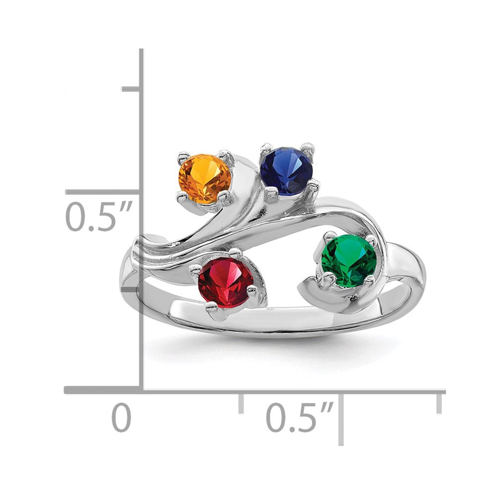 14k White Gold Synthetic Family Jewelry Ring
