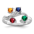 14k White Gold Genuine 4 Stone Mother's Ring