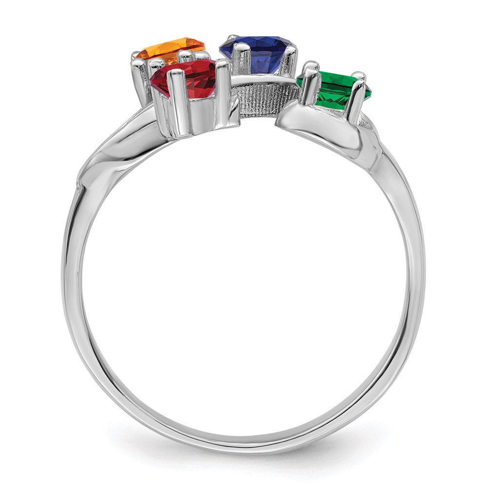 14k White Gold Genuine 4 Stone Mother's Ring