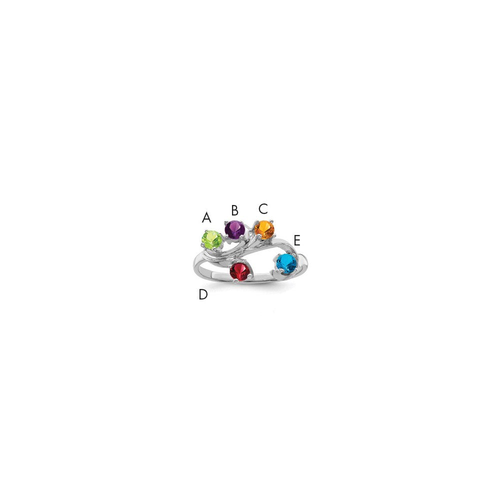 14k White Gold Synthetic Family Jewelry Ring