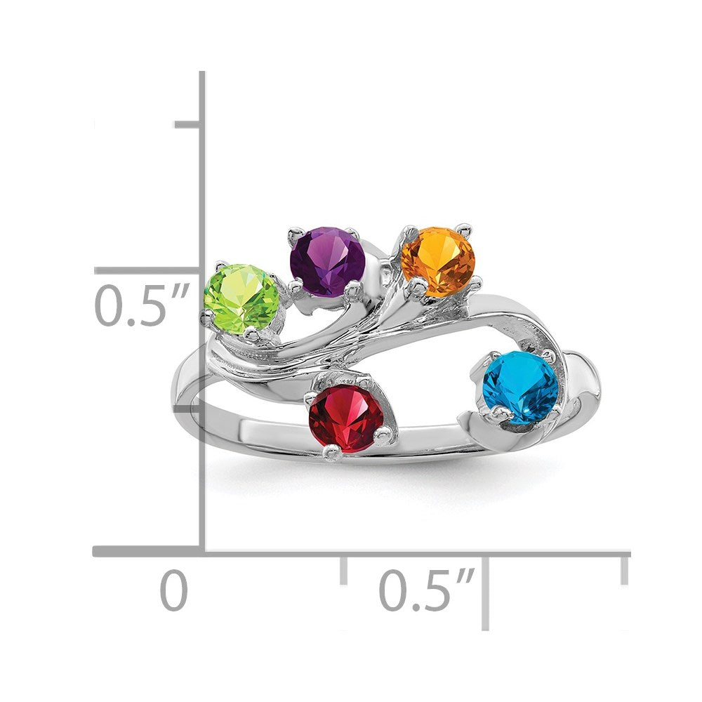14k White Gold Synthetic Family Jewelry Ring