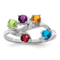 14k White Gold Genuine 5 Stone Mother's Ring