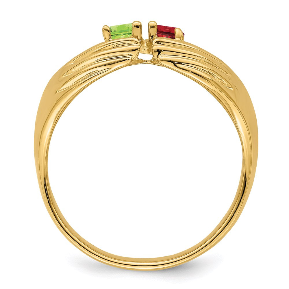 14k 2 Genuine Stone Family Ring
