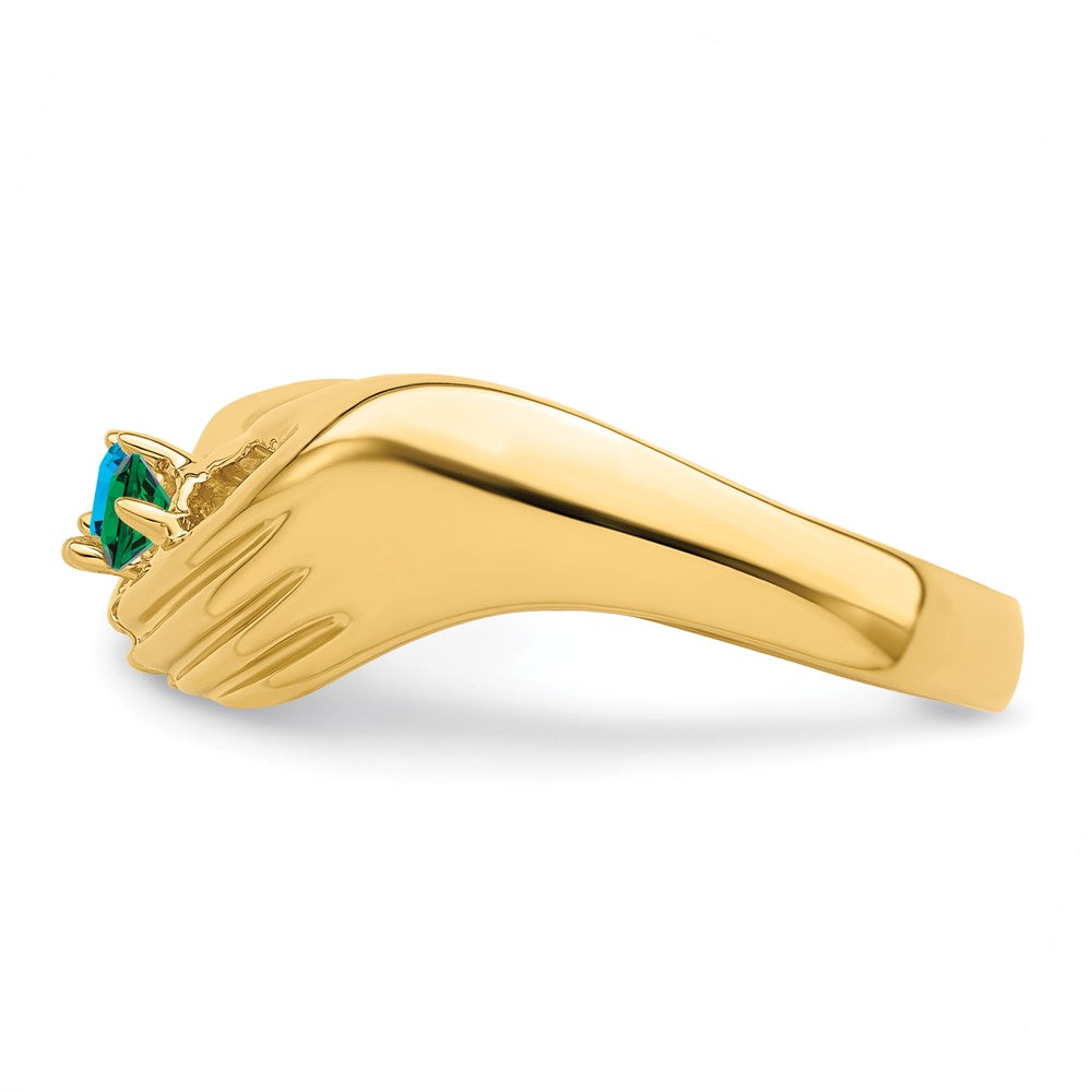14k 2 Synthetic Stone Family Ring