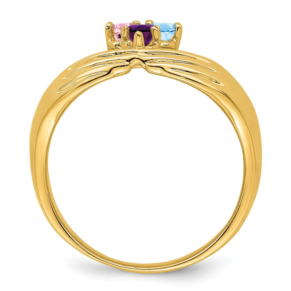 14k 3 Synthetic Stone Family Ring