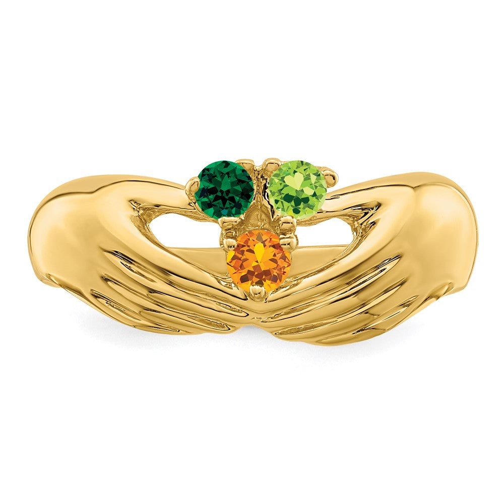 14k 3 Synthetic Stone Family Ring