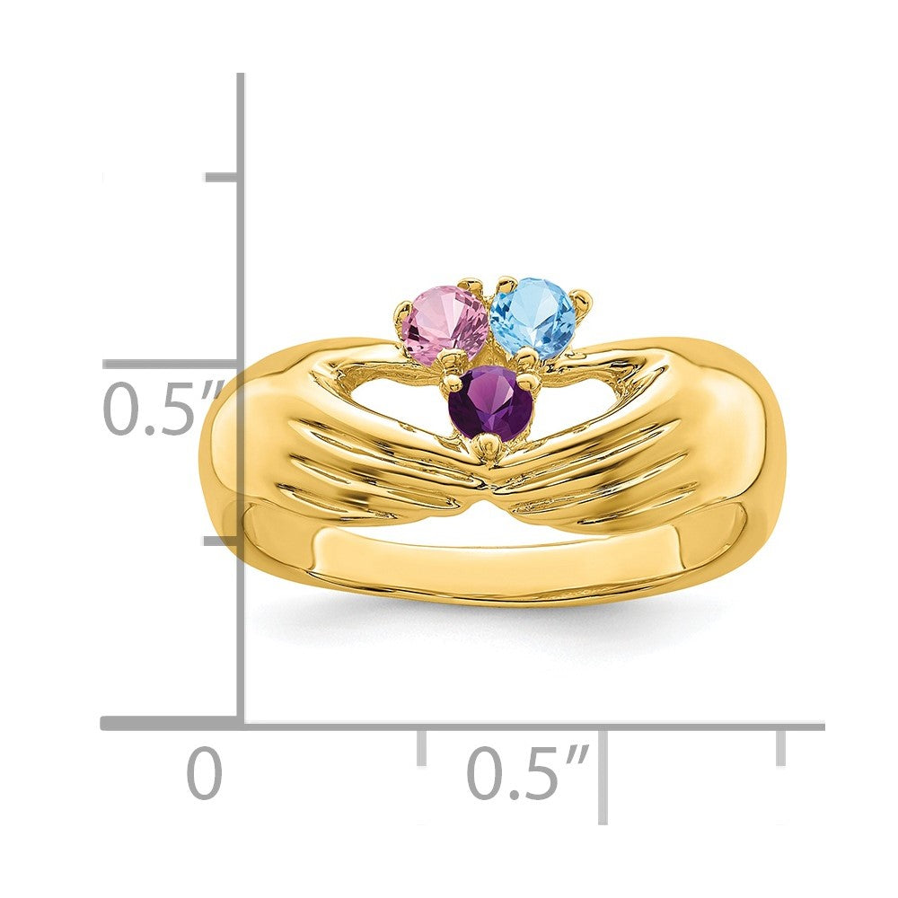 14k 3 Synthetic Stone Family Ring