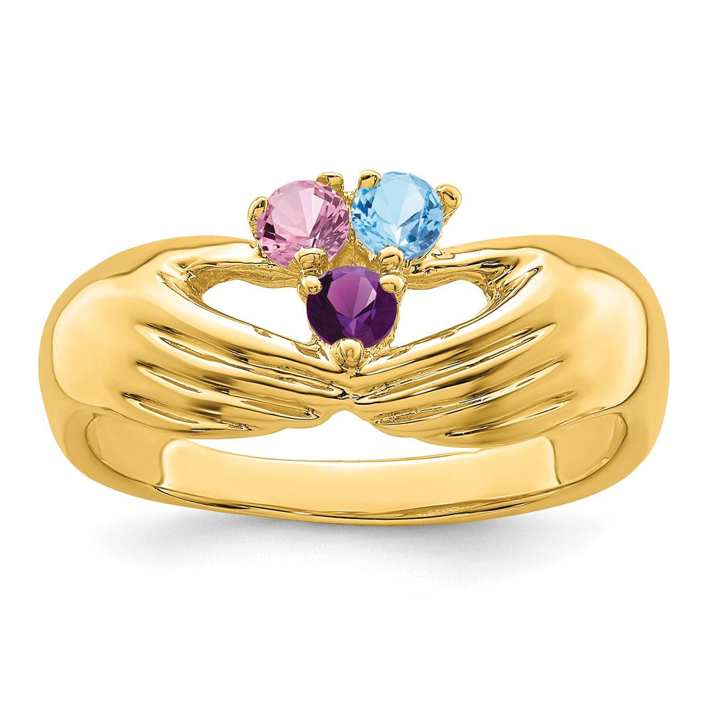 14k 3 Synthetic Stone Family Ring