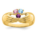 14k 3 Genuine Stone Family Ring