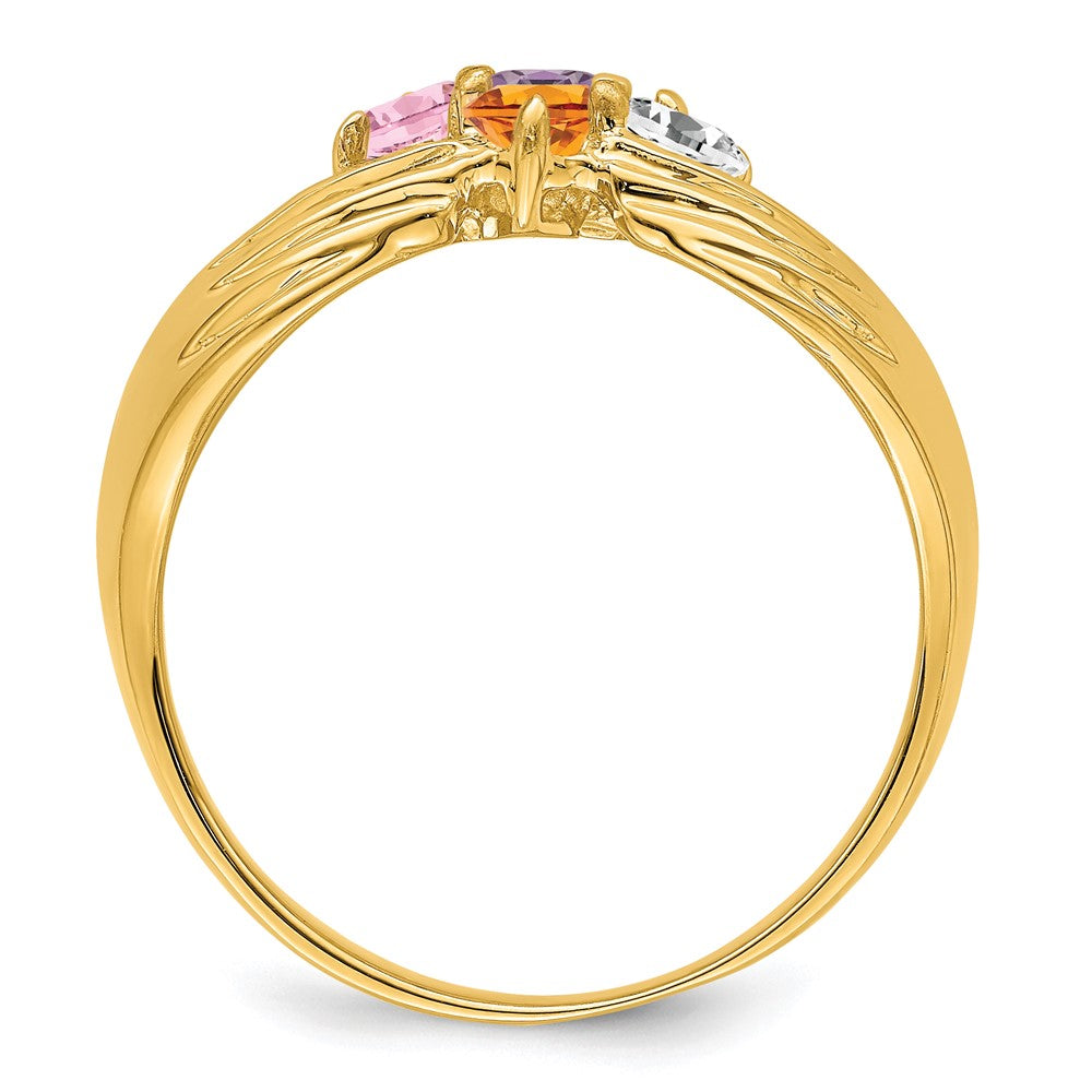 14k 4 Synthetic Stone Family Ring