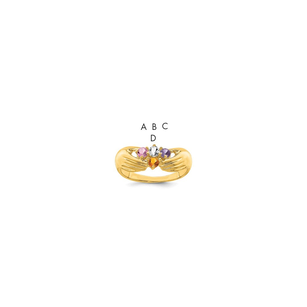 14k 4 Genuine Stone Family Ring