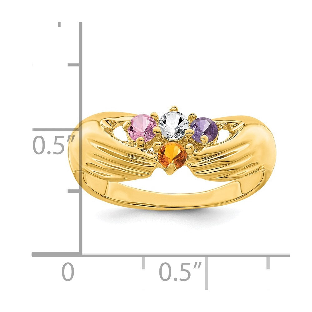 14k 4 Synthetic Stone Family Ring