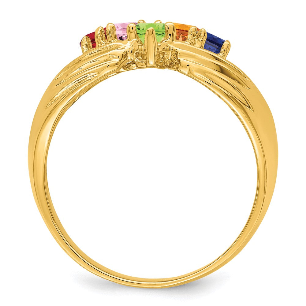 14k 5 Genuine Stone Family Ring