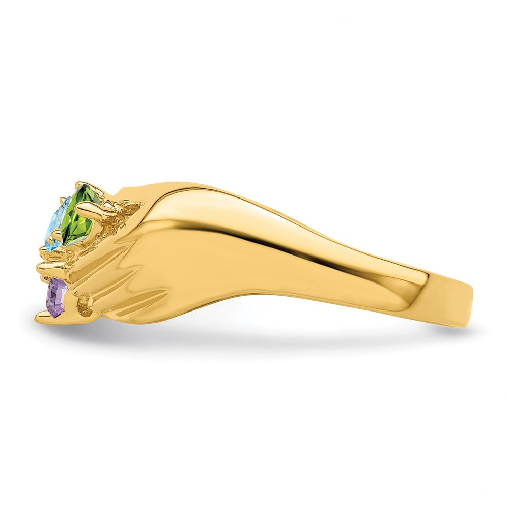 14k 5 Genuine Stone Family Ring
