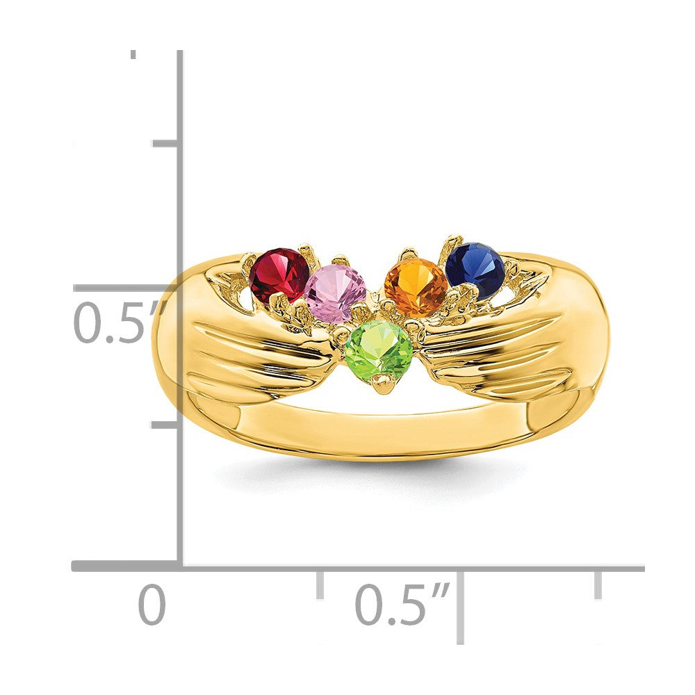 14k 5 Genuine Stone Family Ring