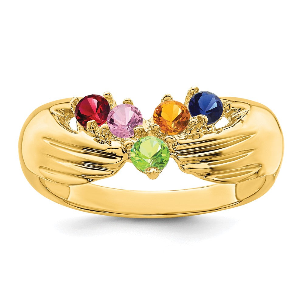 14k 5 Genuine Stone Family Ring