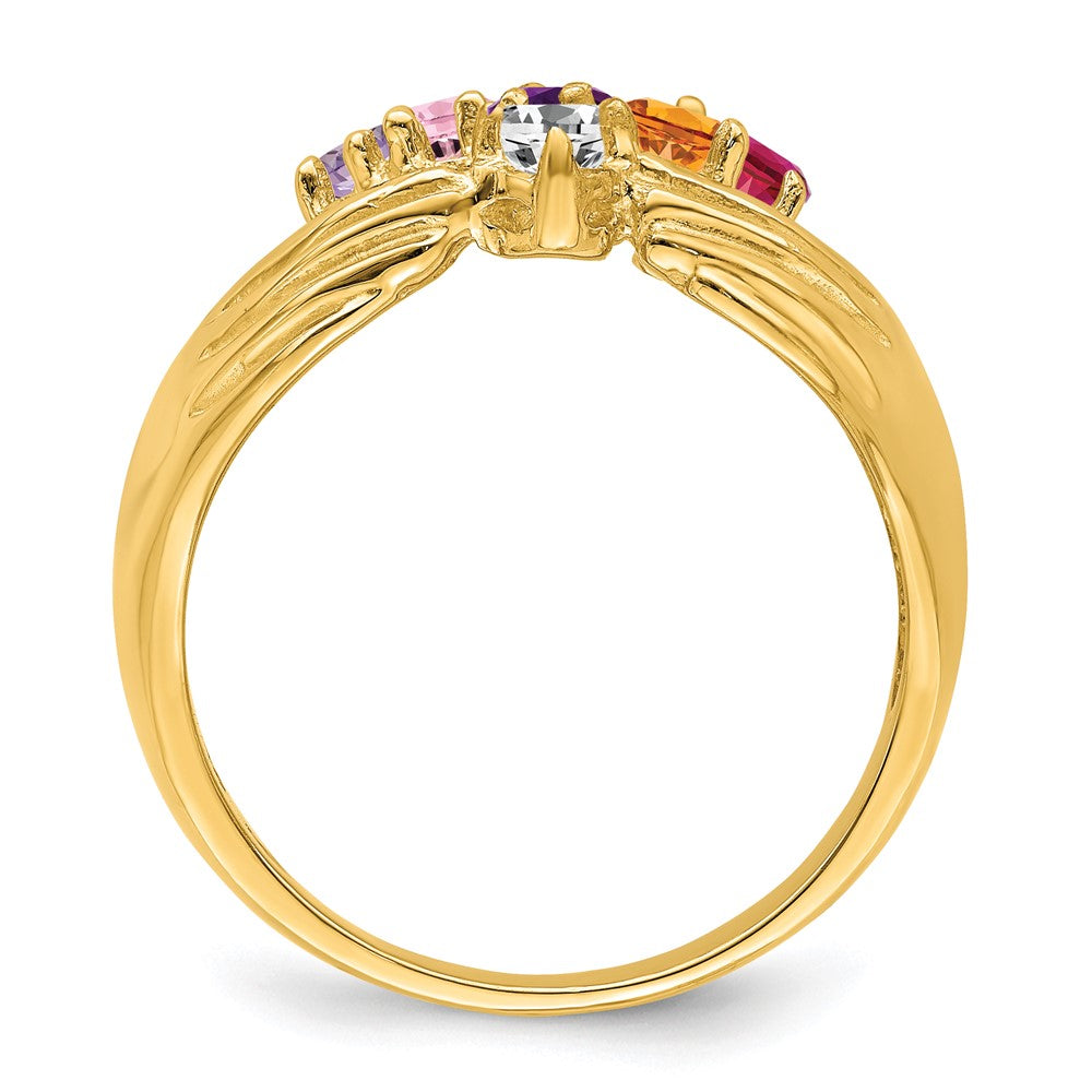 14k 6 Synthetic Stone Family Ring