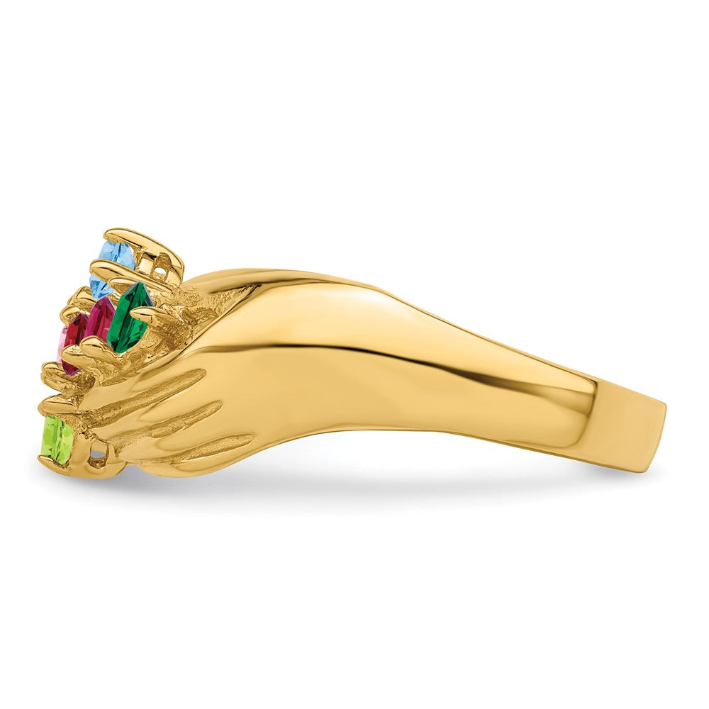 14k 6 Synthetic Stone Family Ring