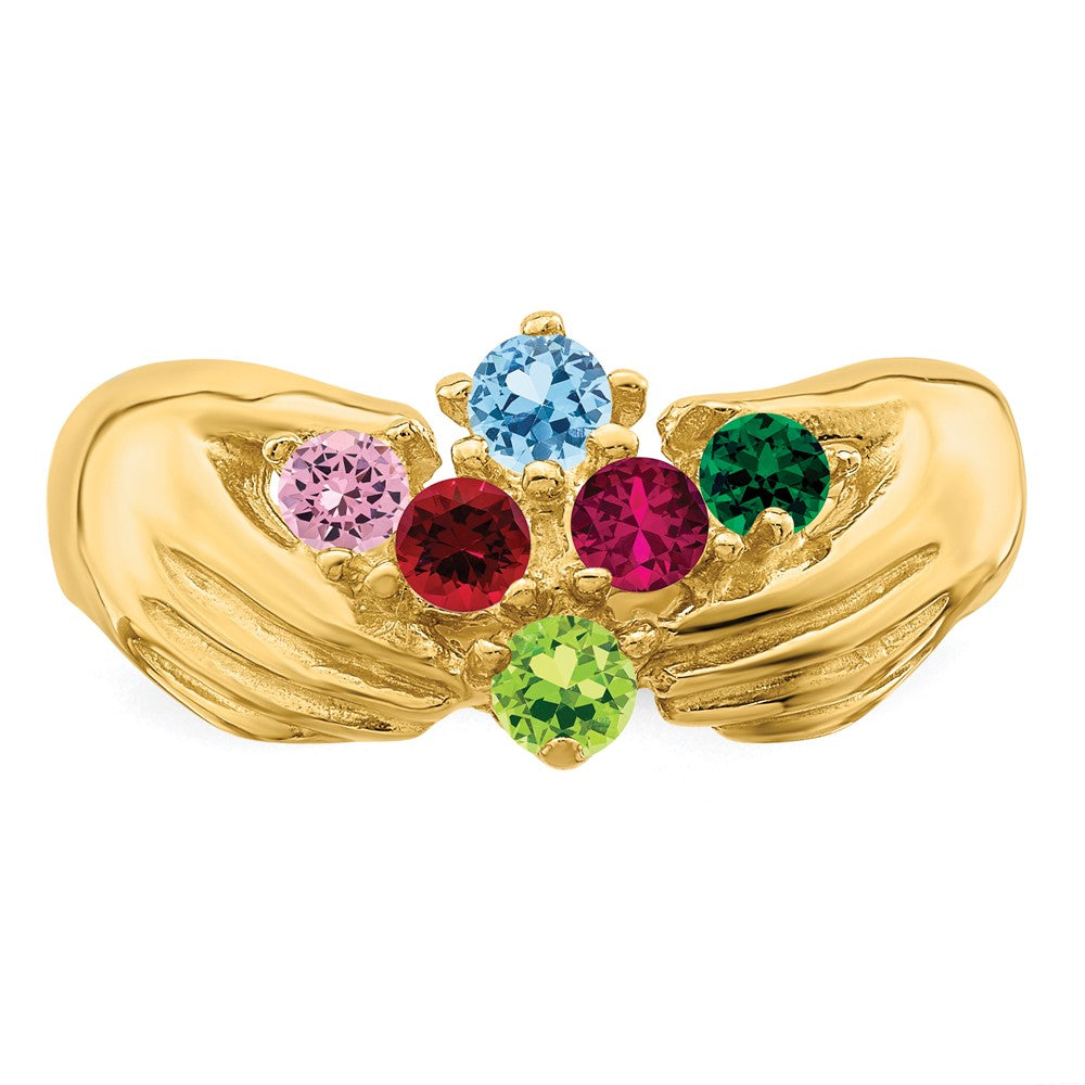 14k 6 Genuine Stone Family Ring