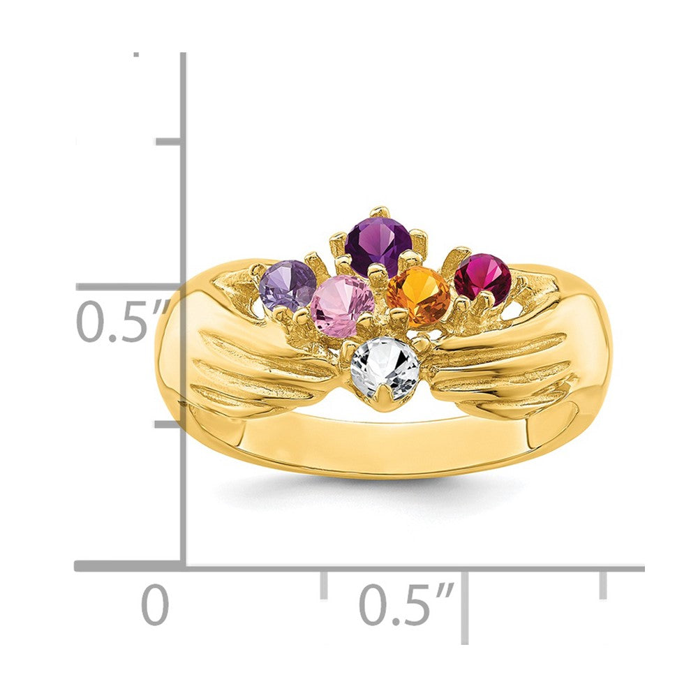 14k 6 Synthetic Stone Family Ring