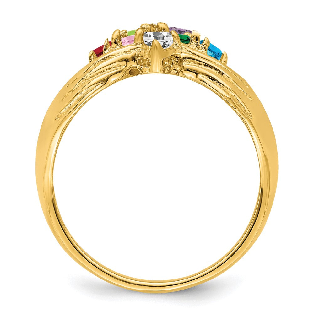 14k 7 Genuine Stone Family Ring