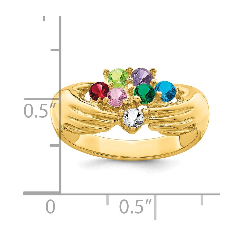 14k 7 Genuine Stone Family Ring