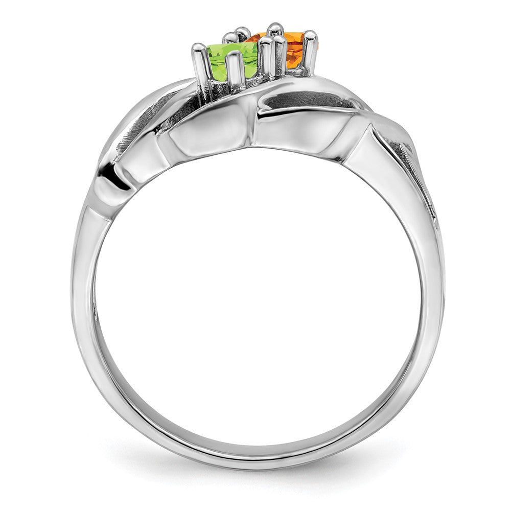 14k White Gold Polished 2-Stone Mothers Ring Mounting