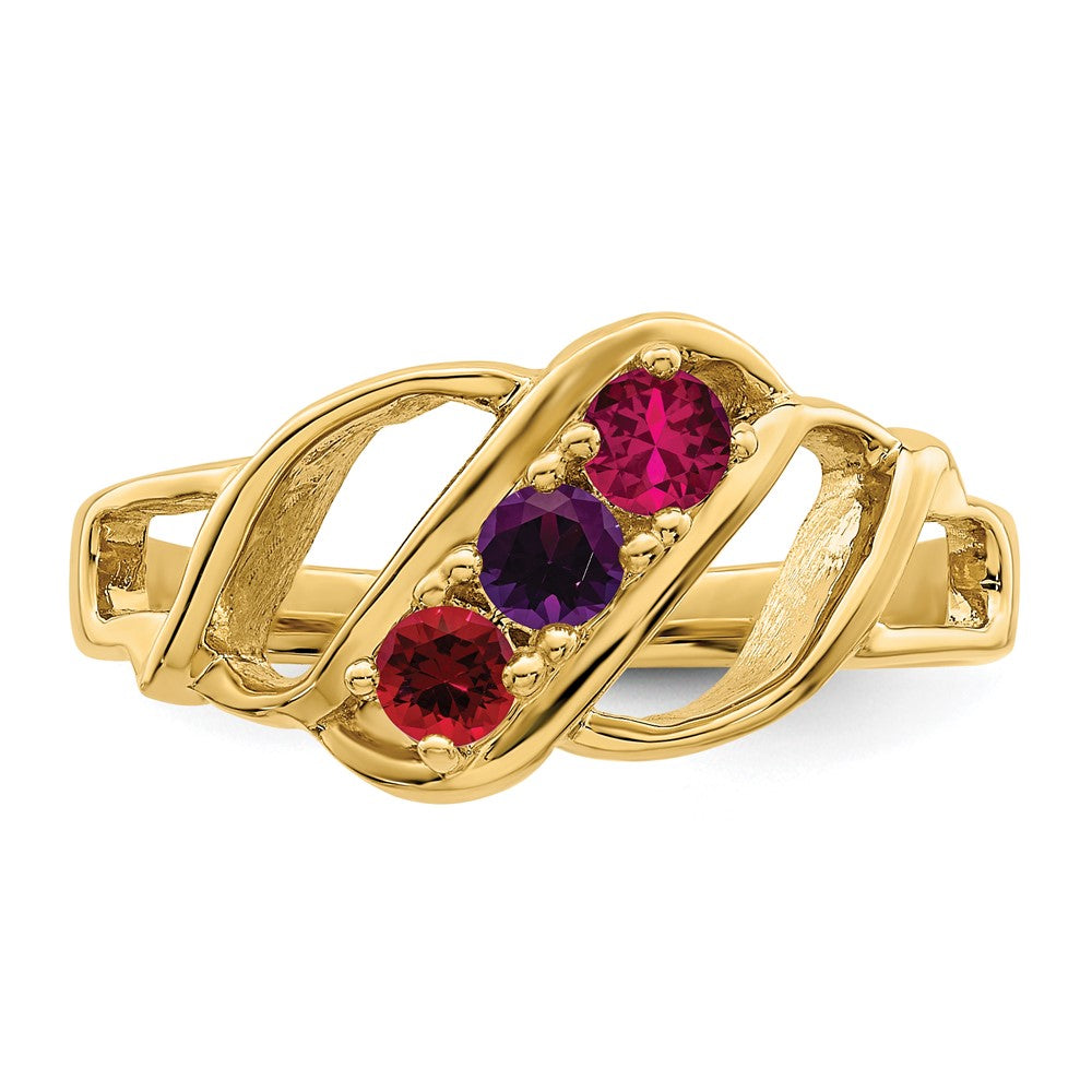 14k Genuine 3 Stone Mother's Ring