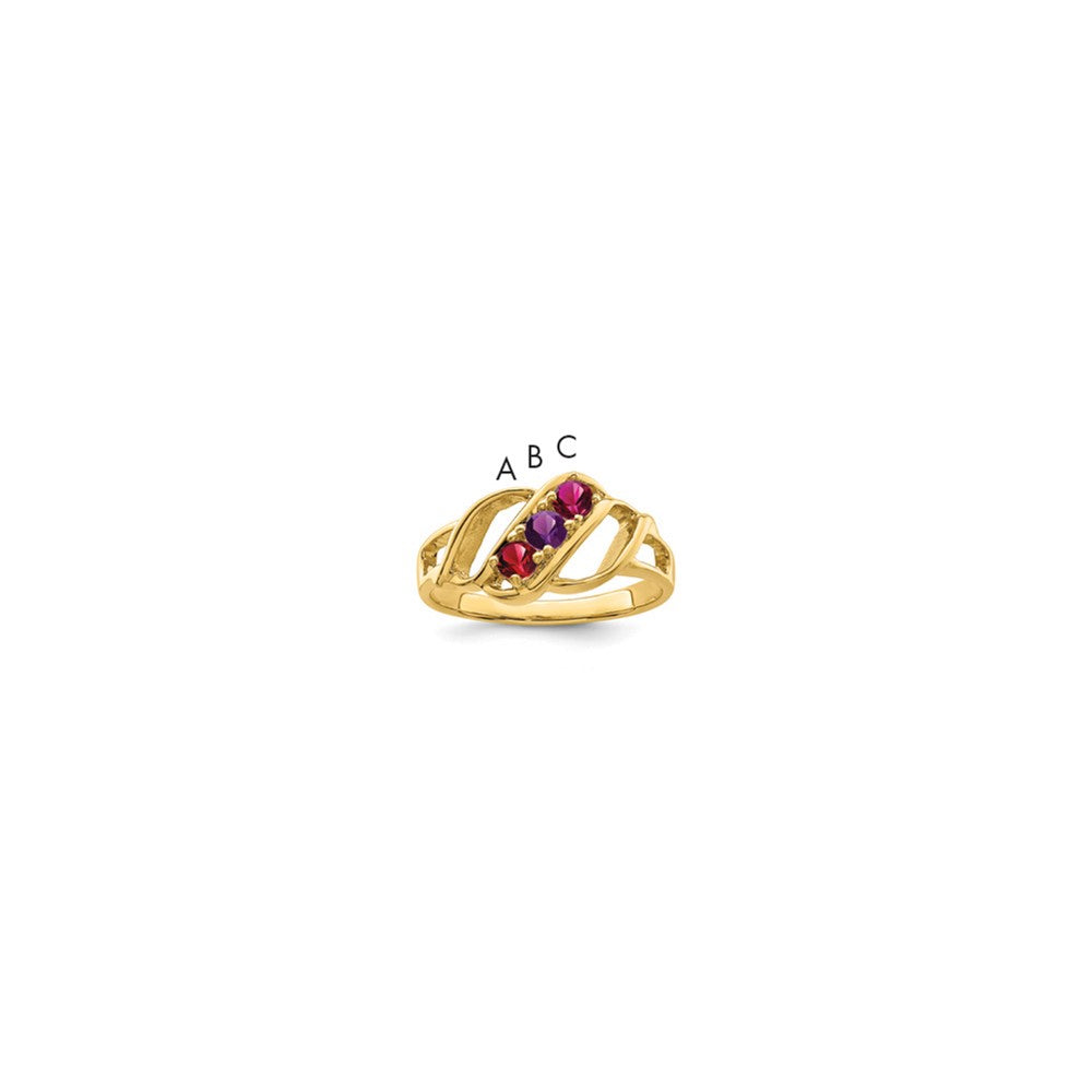 14k Genuine 3 Stone Mother's Ring