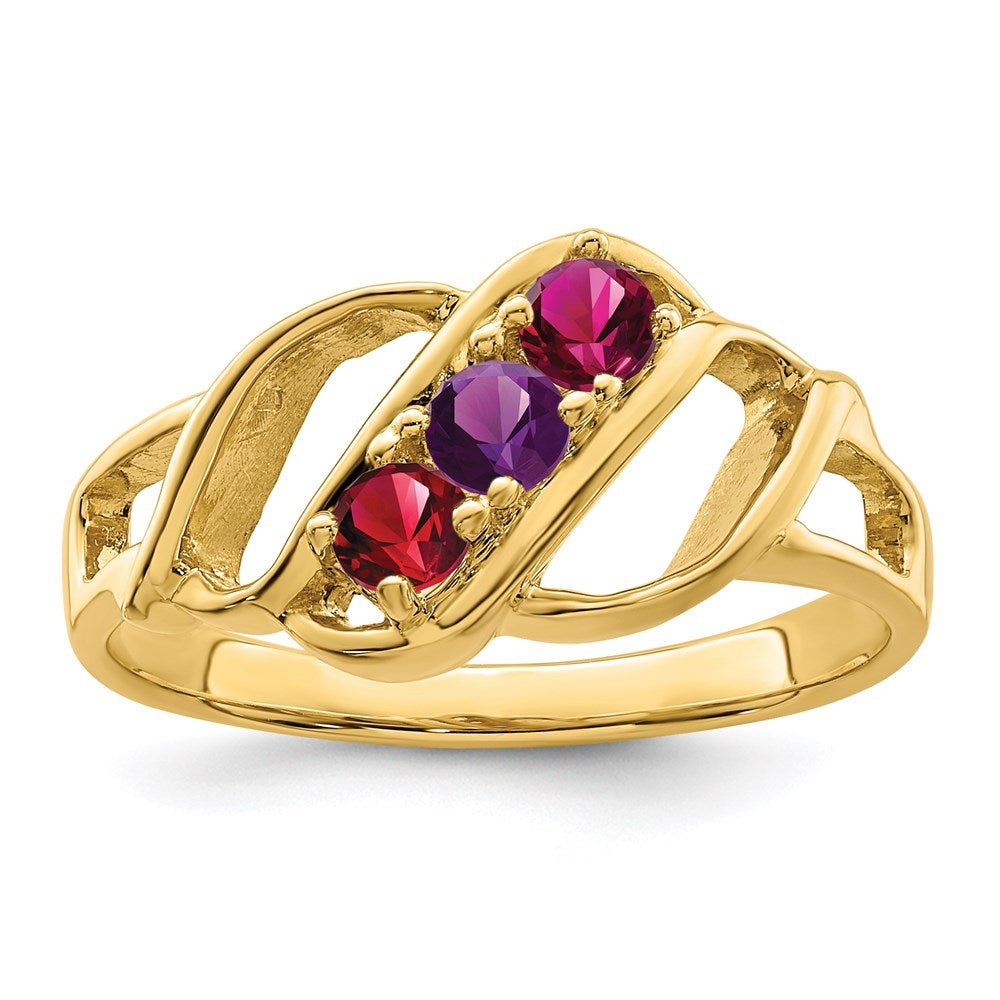 14k Polished 3-Stone Mothers Ring Mounting