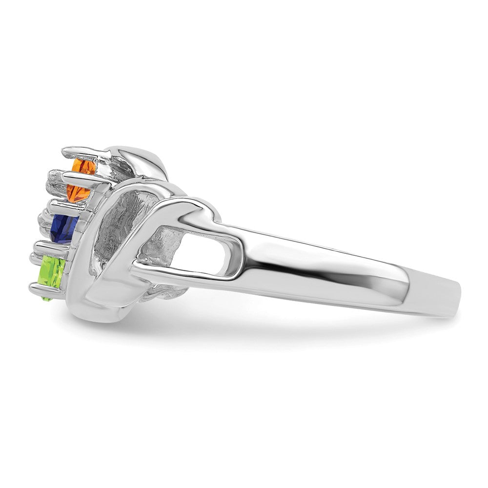 14k White Gold Synthetic Family Jewelry Ring