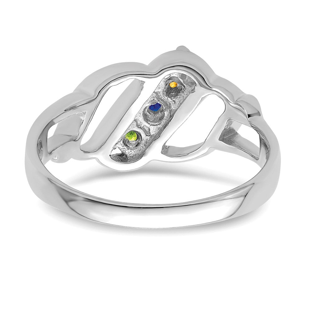 14k White Gold Genuine 3 Stone Mother's Ring