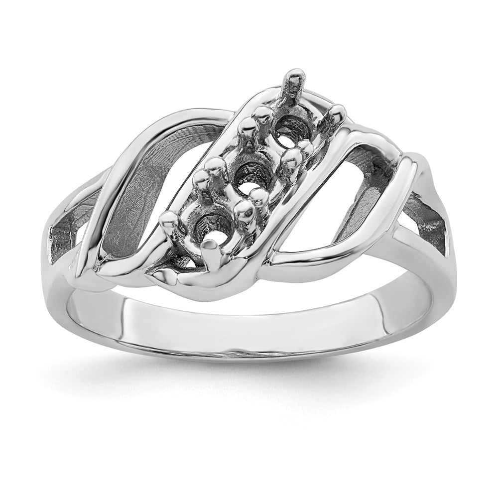 14k White Gold Genuine 3 Stone Mother's Ring