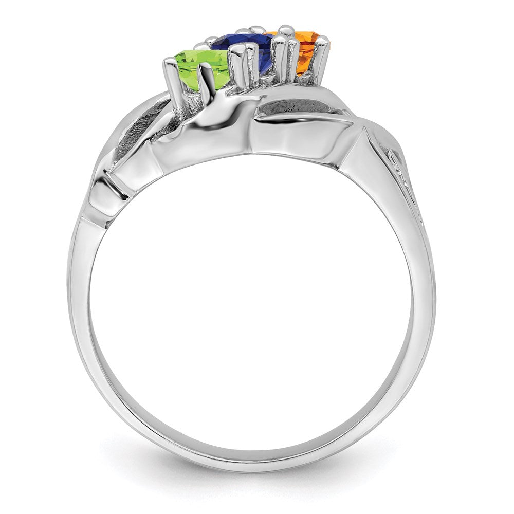 14k White Gold Genuine 3 Stone Mother's Ring