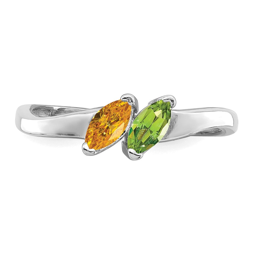Sterling Silver Rhodium-plated Synthetic 2 Stone Mother's Ring
