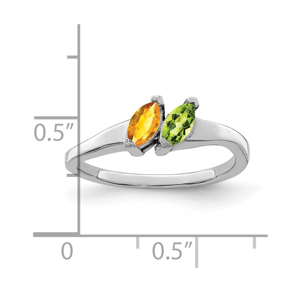 14k White Gold Synthetic Family Jewelry Ring