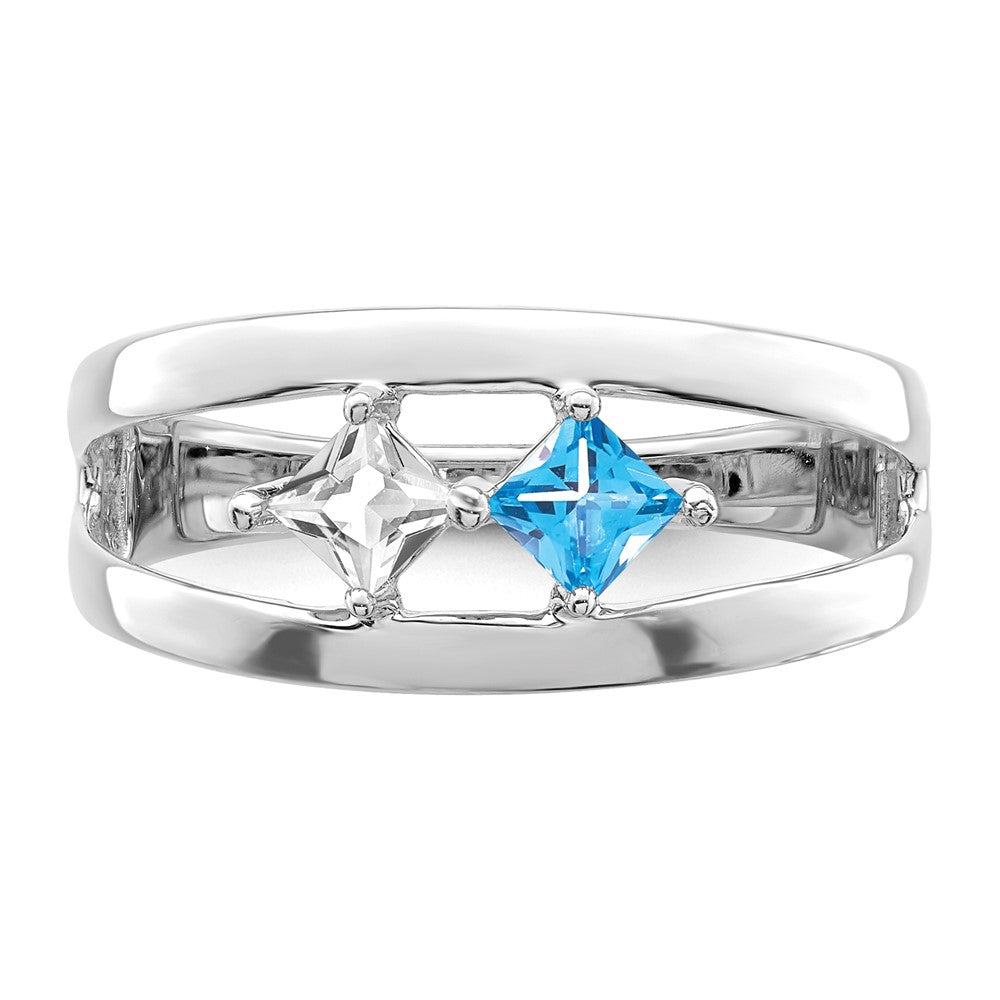 14k White Gold Synthetic Family Jewelry Ring