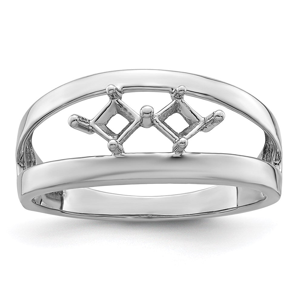 14k White Gold Synthetic Family Jewelry Ring