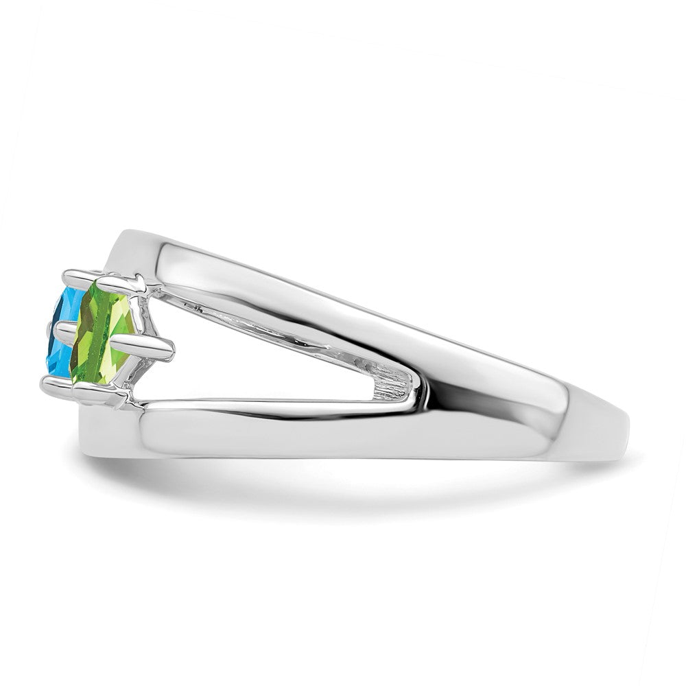 14k White Gold Synthetic Family Jewelry Ring