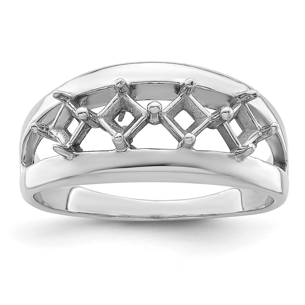 14k White Gold Synthetic Family Jewelry Ring