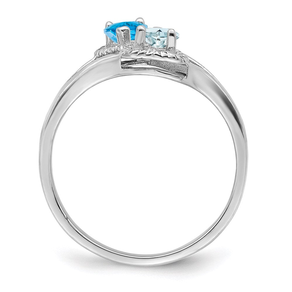 Sterling Silver Rhodium-plated Synthetic 2 Stone Mother's Ring
