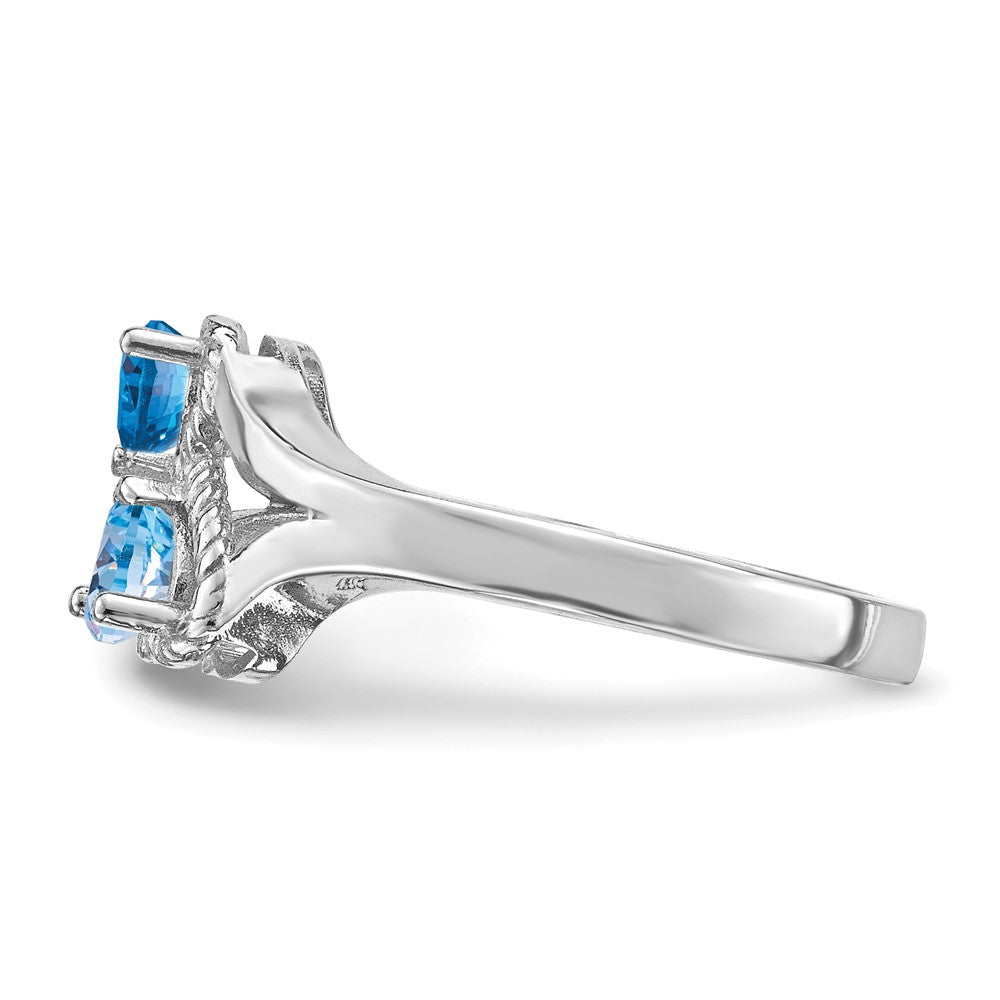 Sterling Silver Rhodium-plated Synthetic 2 Stone Mother's Ring