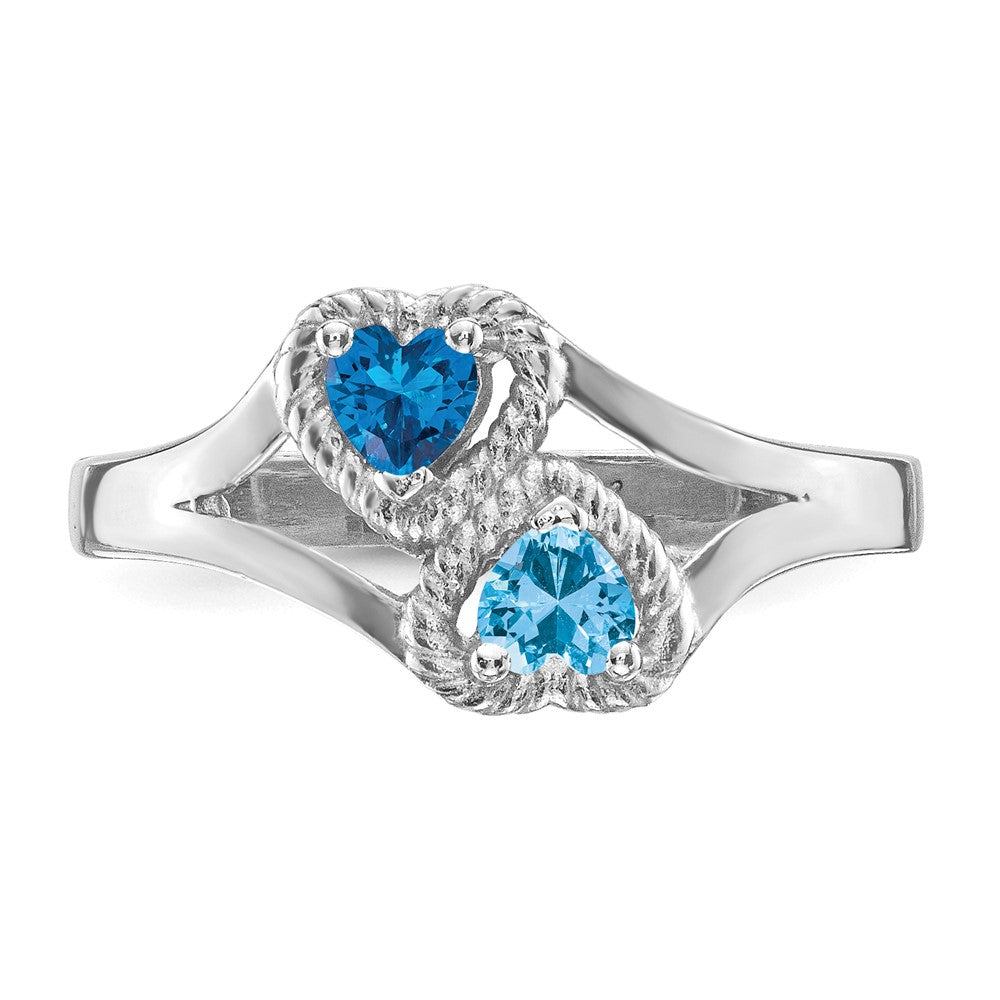 14k White Gold Synthetic Family Jewelry Ring