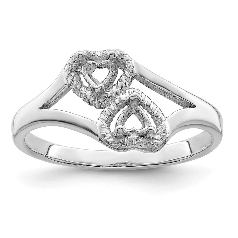 Sterling Silver Rhodium-plated Synthetic 2 Stone Mother's Ring