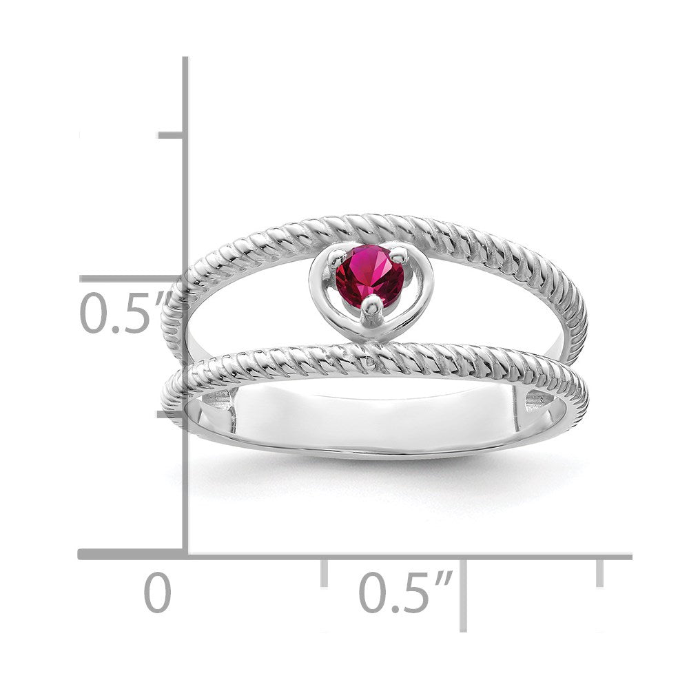 14k White Gold Synthetic Family Jewelry Ring