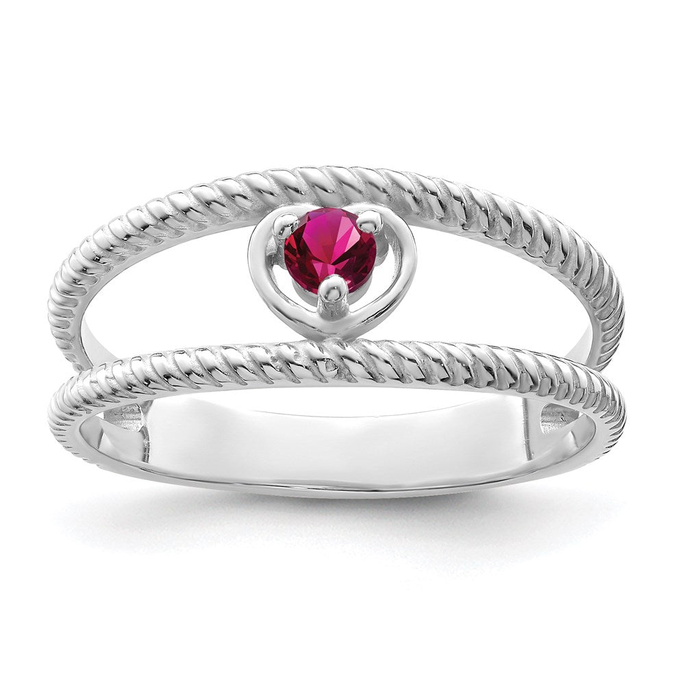 14k White Gold Synthetic Family Jewelry Ring