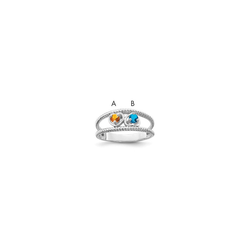 14k White Gold Synthetic Family Jewelry Ring